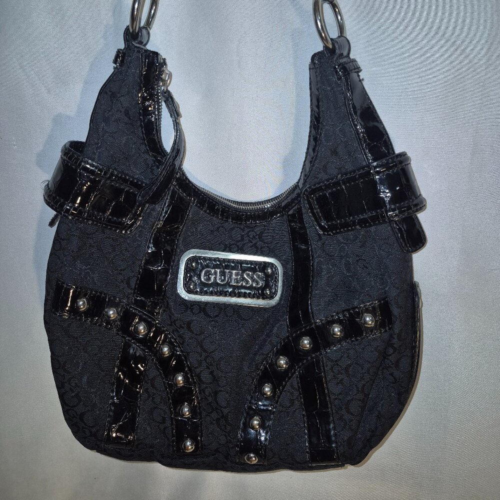 GUESS VINTAGE studded shoulder bag, Black and silver, 13X20 - Picture 8 of 15